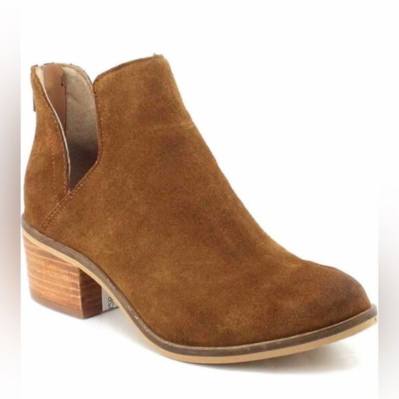STEVE MADDEN Brown Suede Open Side Ankle Boot Bootie Chunky Heel Leather Size 10 - Picture 15 of 15